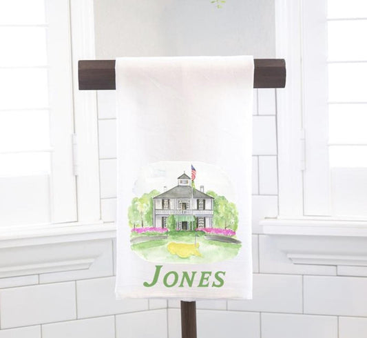 Personalized Augusta Golf Flour Sack Tea Towel - Hostess Gift - Housewarming Gift - Golf Gift - Father's Day