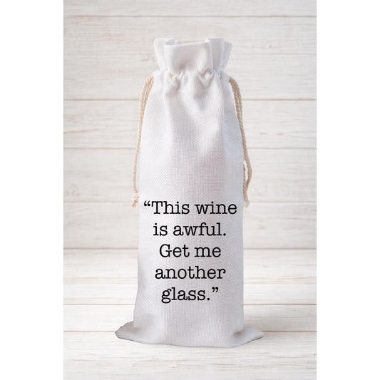 Funny Wine Gift Bag, Reusable Canvas Drawstring Bottle Bag