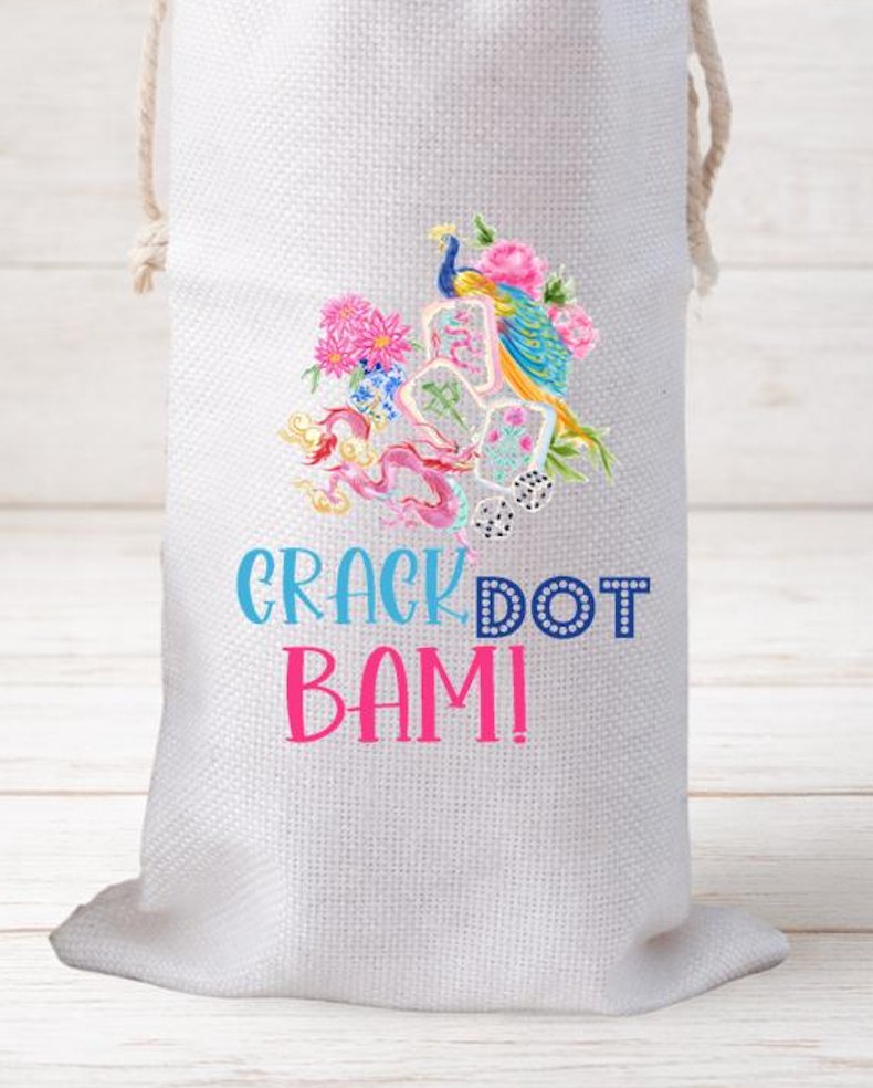 Crack Dot Bam! Peacock, Wine Bottle Gift Bag – Reusable Drawstring Canvas Bag