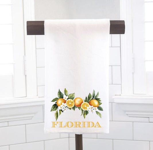 Personalized Custom Florida Orange, Palm Beach  Flour Sack Tea Towel - Preppy Gift