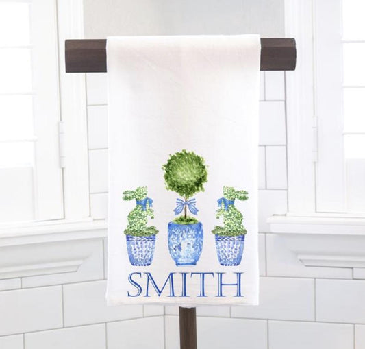 Personalized Chinoiserie Topiary Flour Sack Towel – Hostess Gift
