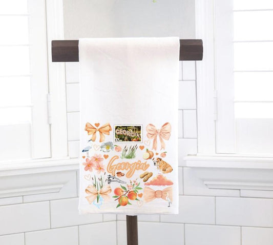 Coquette Georgia State, Flour Sack Tea Towel - Preppy Gift