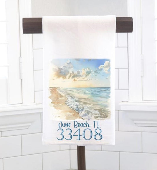 Personalized Custom Beach Flour Sack Tea Towel - Gift for Beach Lover
