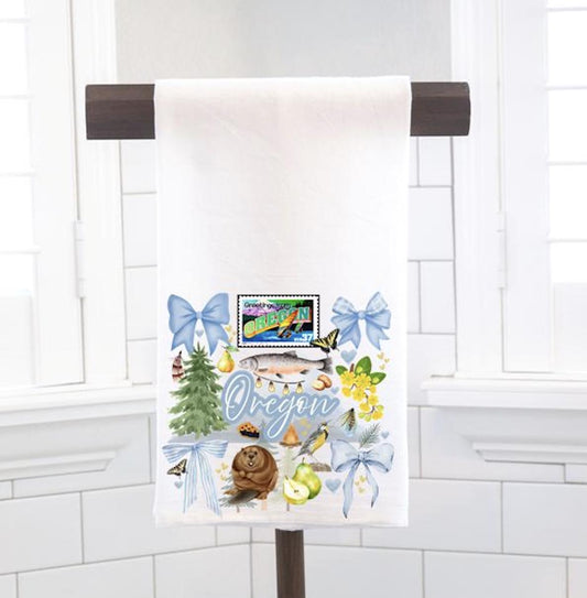 Coquette Oregon State, Flour Sack Tea Towel - Preppy Gift
