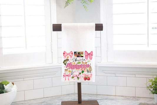 Coquette Mississippi State, Flour Sack Tea Towel - Preppy Gift