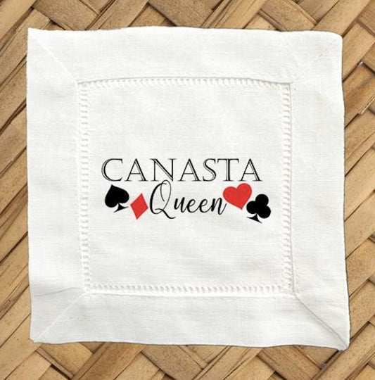Canasta Queen Linen Cocktail Napkins – Hemstitch Set of 4
