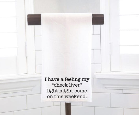 Check Liver Light, Flour Sack Tea Towel - Hostess Gift - Housewarming Gift - Preppy