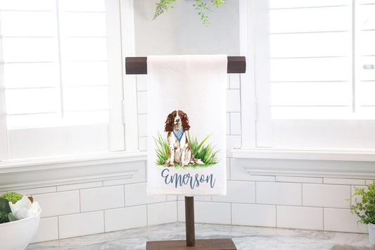 Personalized Custom Springer Spaniel Flour Sack Tea Towel - Gift for Dog Lover
