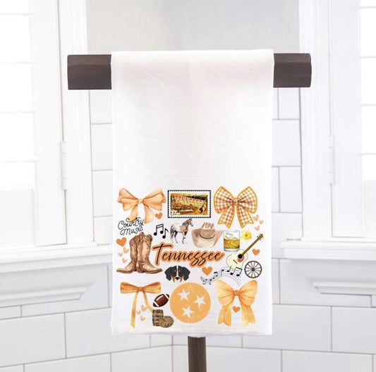Coquette Tennessee State, Flour Sack Tea Towel - Preppy Gift
