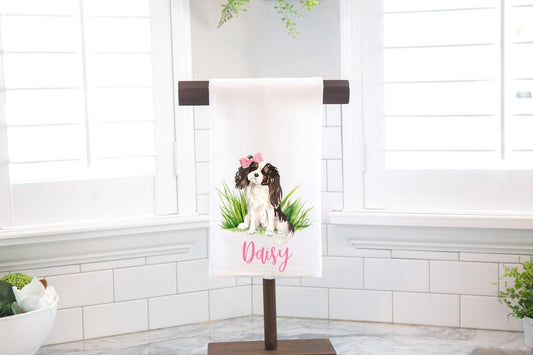 Personalized Cavalier King Charles Spaniel Flour Sack Tea Towel – Dog Lover Gift