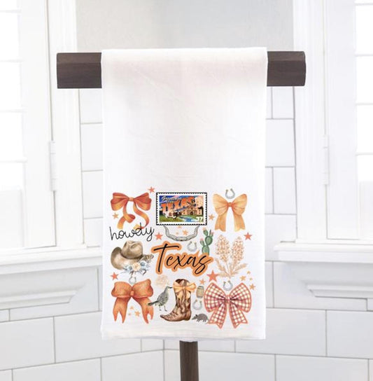 Coquette Texas State, Flour Sack Tea Towel - Preppy Gift
