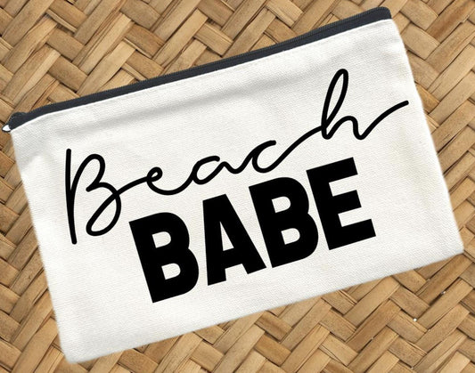 Beach Babe, Canvas Pouch, Travel Cosmetic Bag