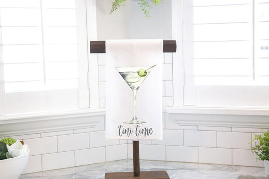 Tini Time Martini Flour Sack Tea Towel - Hostess Gift - Housewarming Gift