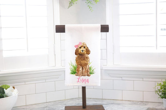 Personalized Golden Doodle Tea Towel – Dog Lover Gift, Kitchen Decor