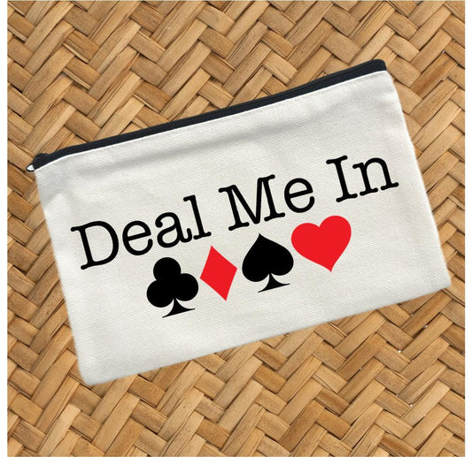 Canasta Deal Me In, Canvas Pouch, Travel Cosmetic Bag