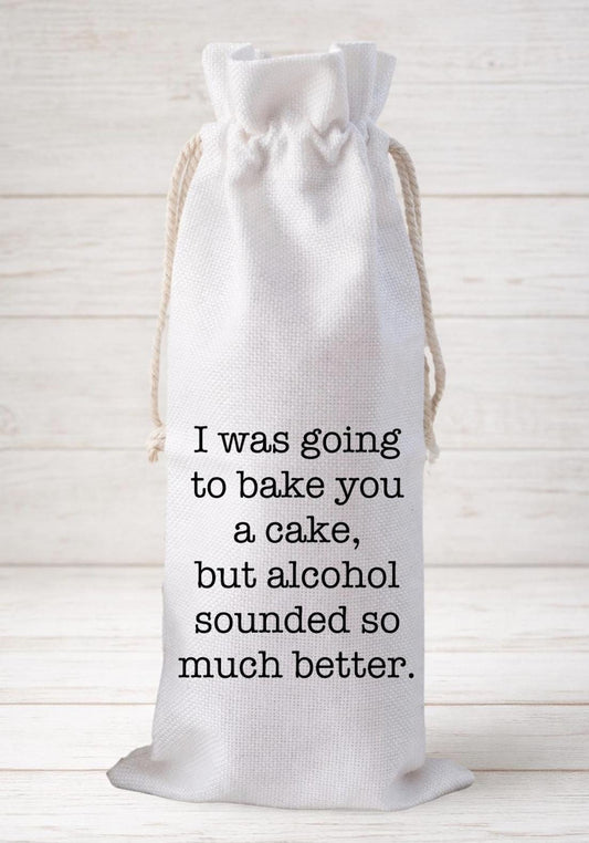 Funny Wine Bottle Gift Bag, Reusable Canvas Drawstring Bag