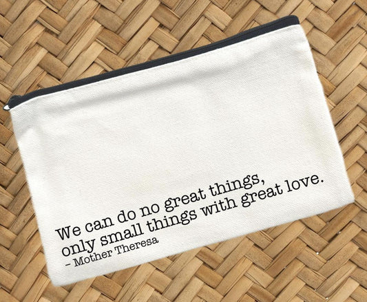 Inspirational Quote Canvas Pouch, Travel Cosmetic Bag
