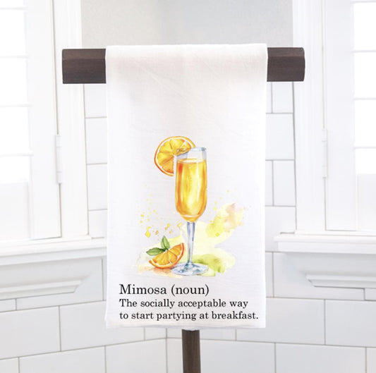Mimosa Champagne Socially Acceptable Flour Sack Tea Towel - Hostess Gift - Housewarming Gift- Preppy