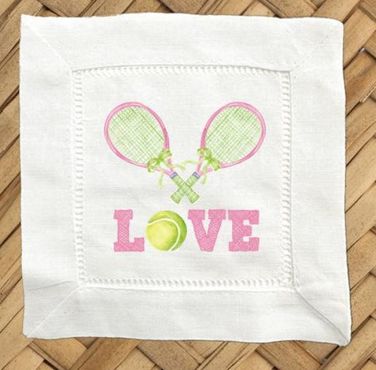 Hostess Gift For Tennis Love Linen Cocktail Napkins – Set of 4