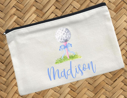 Coquette Golf Ball Canvas Pouch, Personalized Golf Accessories
