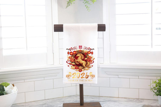 Year of the Horse Flour Sack Tea Towel, Chinese New Year 2026