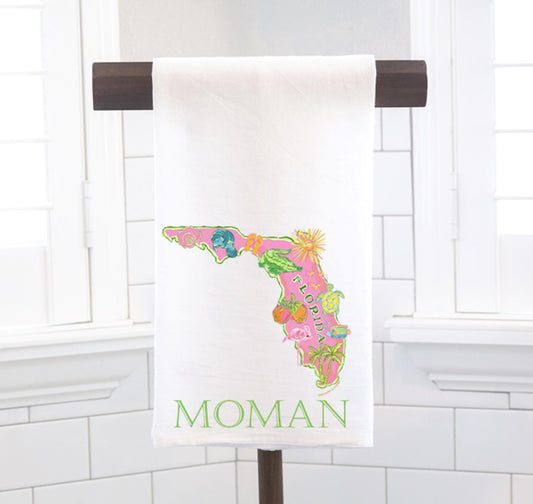 Florida, Flour Sack Tea Towel - Hostess Gift - Housewarming Gift  - Preppy
