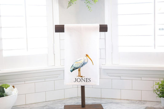 Personalized Custom Heron Flour Sack Tea Towel - Gift for Bird Lover - Tropical