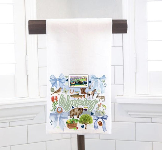 Coquette Wyoming State, Flour Sack Tea Towel - Preppy Gift