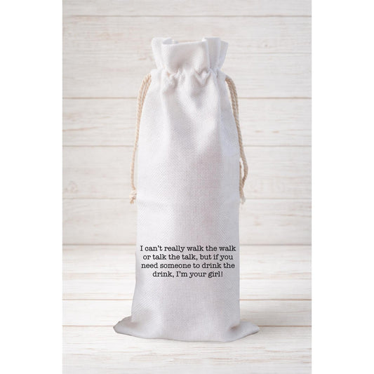 Funny Wine Gift Bag, Reusable Canvas Drawstring Bag