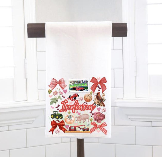 Coquette Indiana State, Flour Sack Tea Towel - Preppy Gift