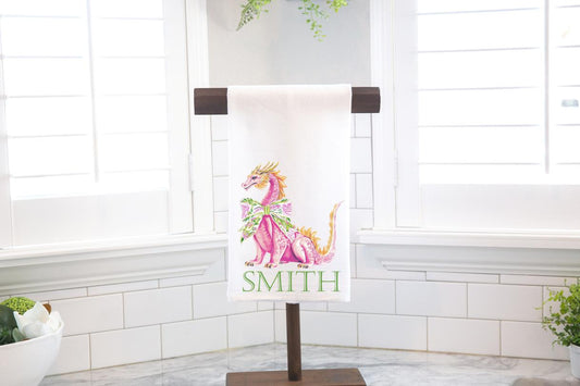 Personalized Chinoiserie Dragon Flour Sack Tea Towel - Hostess Gift - Housewarming Gift - Custom