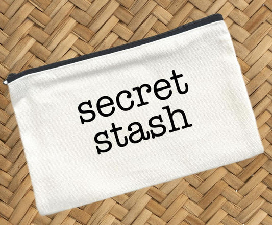 Secret Stash, Canvas Pouch, Travel Cosmetic Bag