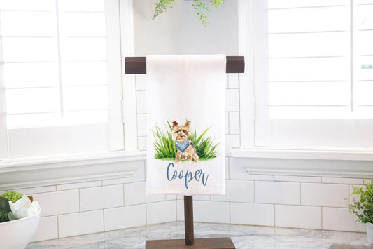 Personalized Custom Yorkie Yorkshire Terrier Flour Sack Tea Towel - Gift for Dog Lover
