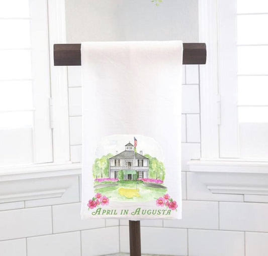 April in Augusta Golf Flour Sack Tea Towel - Hostess Gift - Housewarming Gift - Golf Gift - Golf Swag