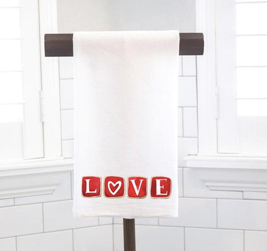 Love Letters Flour Sack Tea Towel - Hostess Gift - Housewarming Gift - Valentines Day