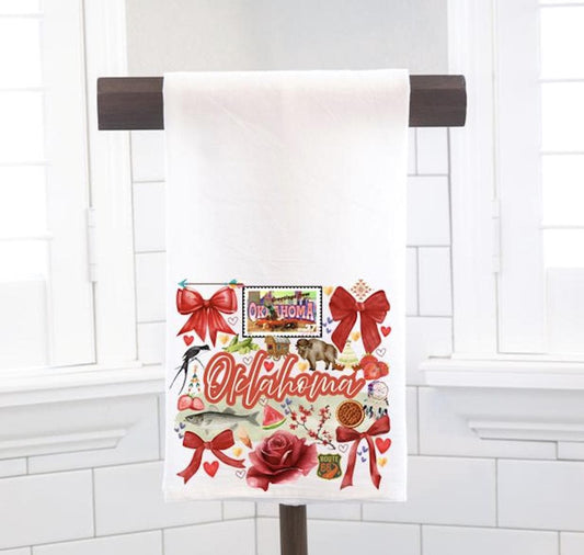 Coquette Oklahoma State, Flour Sack Tea Towel - Preppy Gift