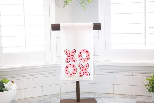 XO Hugs and Kisses Flour Sack Tea Towel - Hostess Gift - Housewarming Gift - Valentines Day