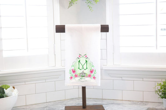 Personalized Wedding Gift Augusta Crest Flour Sack Towel, Gift For Golfer