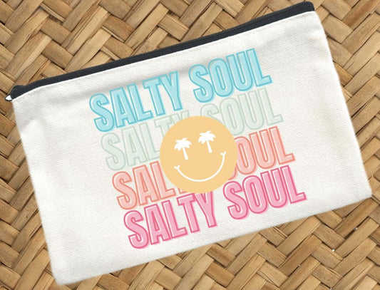 Salty Soul, Canvas Pouch, Travel Cosmetic Bag
