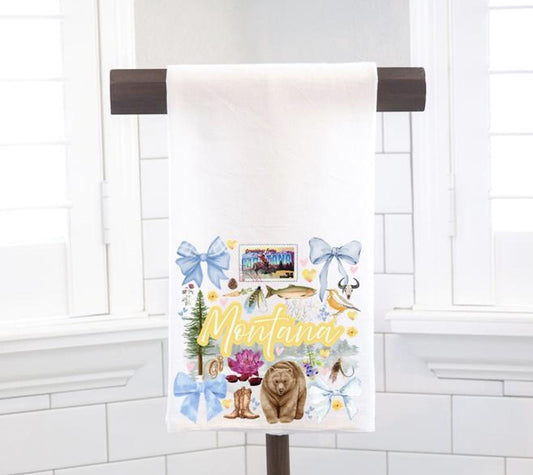 Coquette Montana State, Flour Sack Tea Towel - Preppy Gift