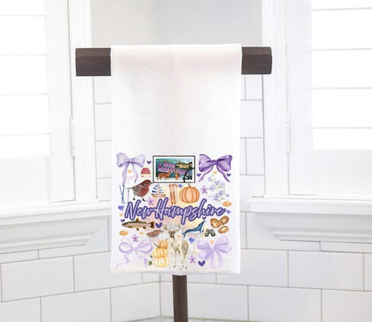 Coquette  New Hampshire State, Flour Sack Tea Towel - Preppy Gift