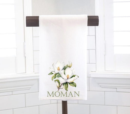 Personalized Magnolia Southern Tea Towel, Kitchen Towel
