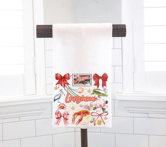 Coquette Louisiana State, Flour Sack Tea Towel - Preppy Gift