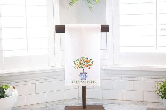 Personalized Chinoiserie Tea Towel - Ginger Jar Hostess Gift- Preppy