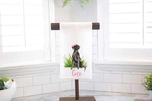 Personalized Custom Black Lab Flour Sack Tea Towel - Gift for Dog Lover