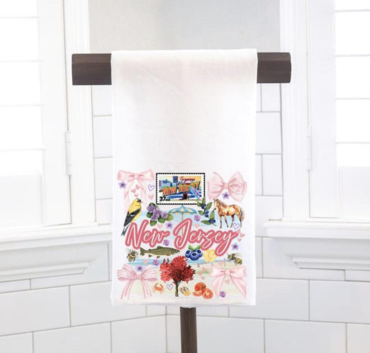 Coquette  New Jersey State, Flour Sack Tea Towel - Preppy Gift