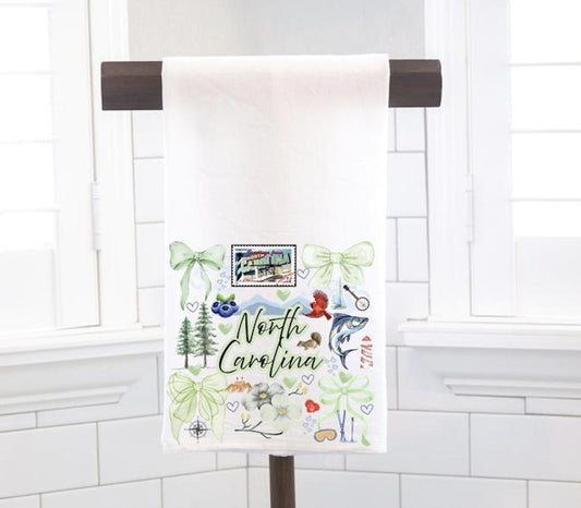 Coquette  North Carolina State, Flour Sack Tea Towel - Preppy Gift
