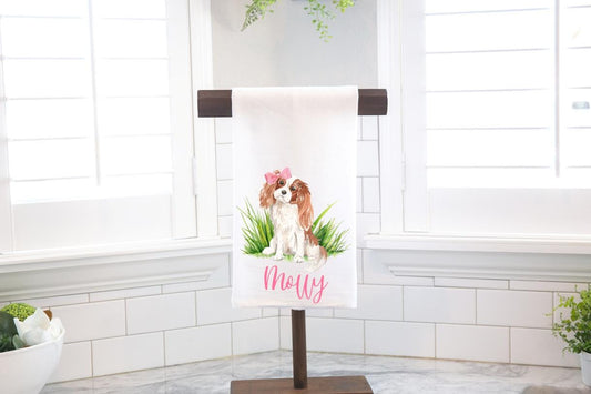 Personalized Cavalier King Charles Spaniel Flour Sack Towel – Dog Lover Gift