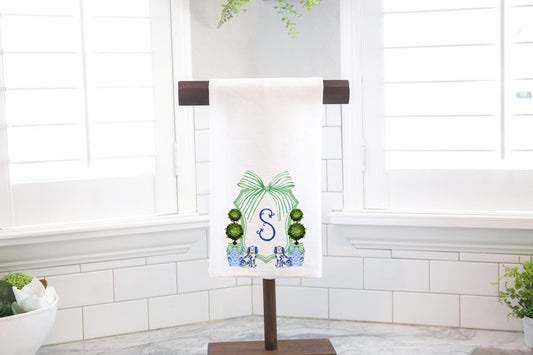 Personalized Custom Chinoiserie Staffordshire Topiary Crest, Palm Beach  Flour Sack Tea Towel - Preppy Gift