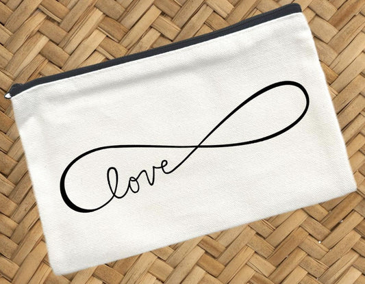 Love Infinity, Canvas Pouch, Travel Cosmetic Bag